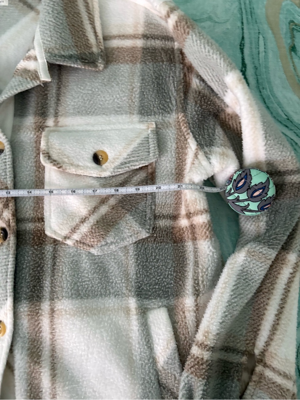 Altar'd State Cream, Sage & Taupe Plaid Shacket - Picture 5 of 7